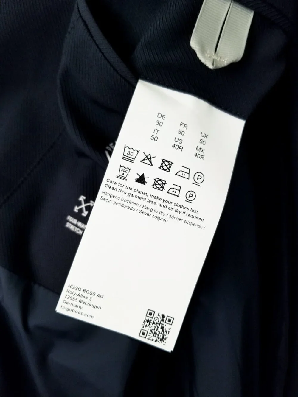 Hugo BOSS Hanry Performance Tech Travel Slim Fit Blazer Sport Coat 40R Navy $500